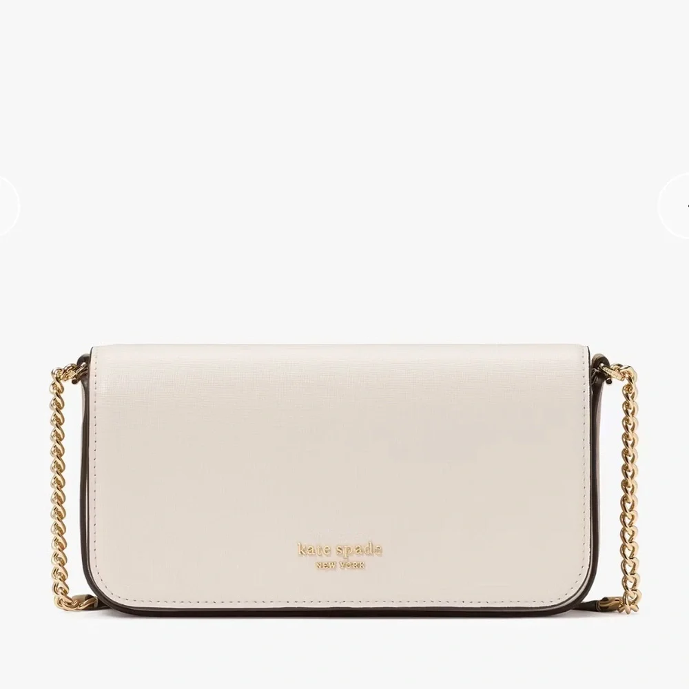 Kate Spade Devin Colorblocked Flap Chain Wallet Timeless Taupe Multi